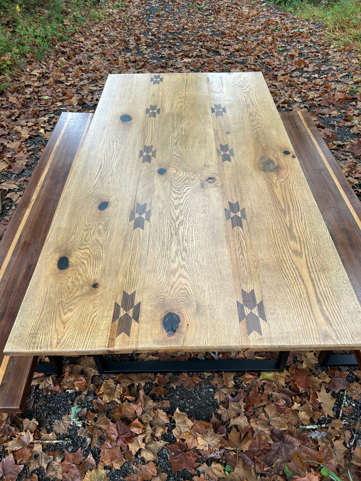 Oak and Walnut Dining Table