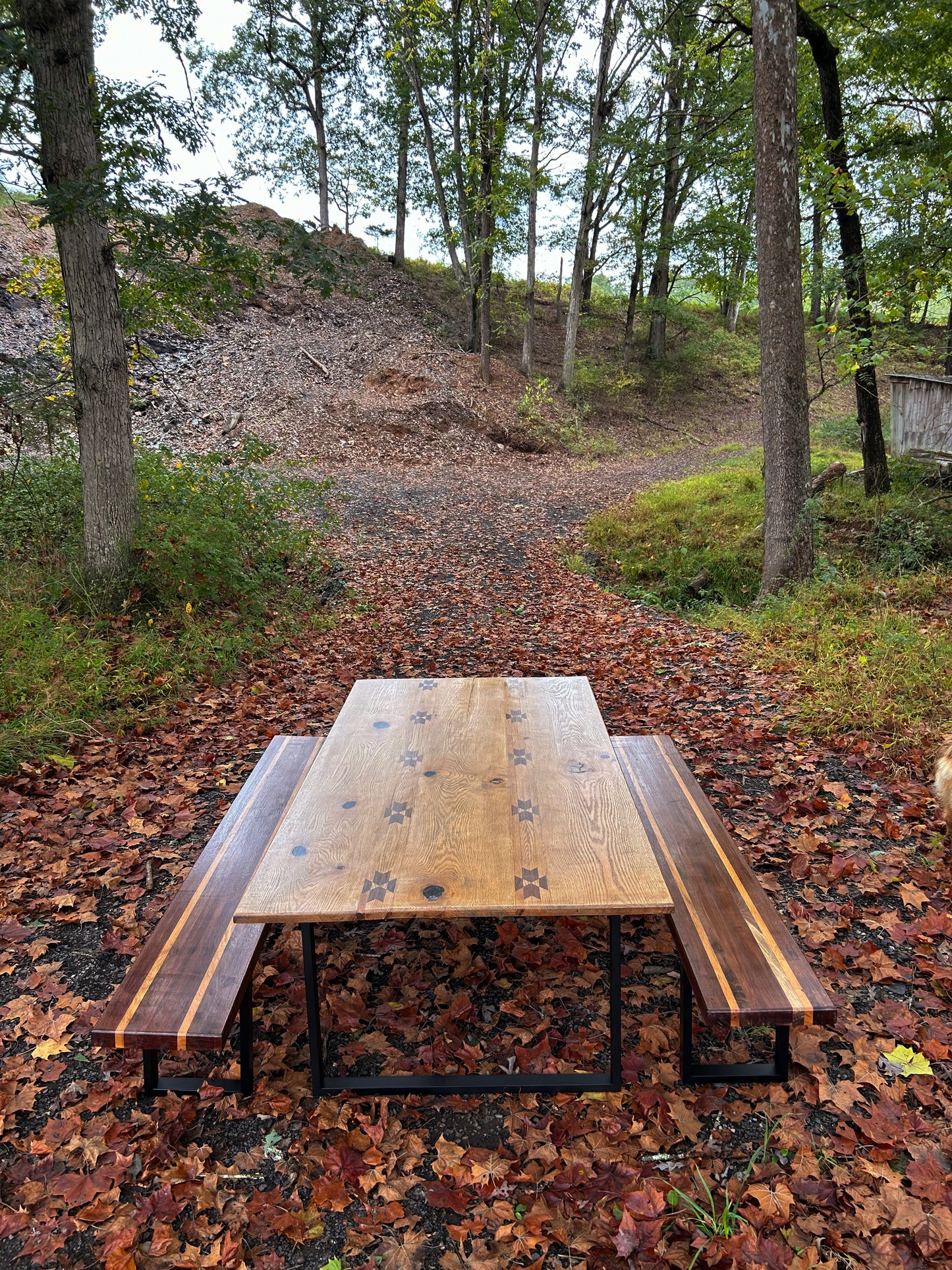 Oak and Walnut Dining Table